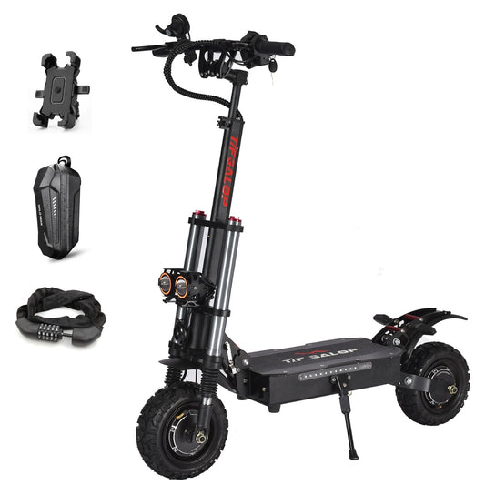 60V33AH Adult Electric Scooter Dual Drive 5600W Motor, Max Speed 50mph, Max Range 60 Miles, 11 Inch All Terrain Off-Road Tires, Electric Scooter with Detachable Seat
