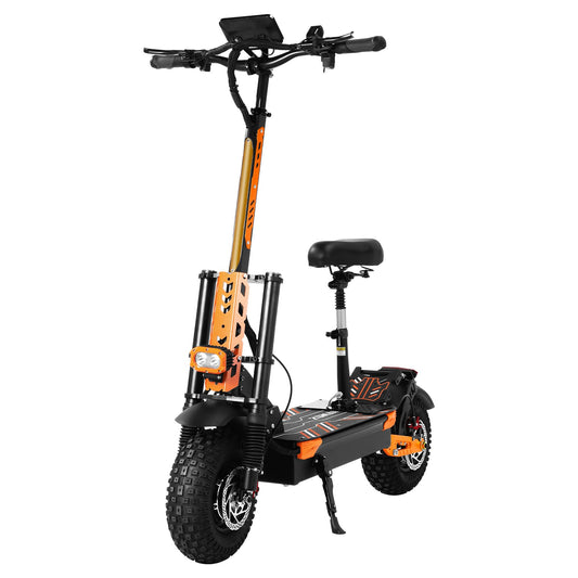 Electric Scooter for Adults 5600W Dual Motors Up to 52MPH,60V 33Ah Battery 65+ Miles Range 13" All-Terrain Tires Disc Brake Full Suspension Adjustable Handlebar Height Sport E-Scooter with Seat