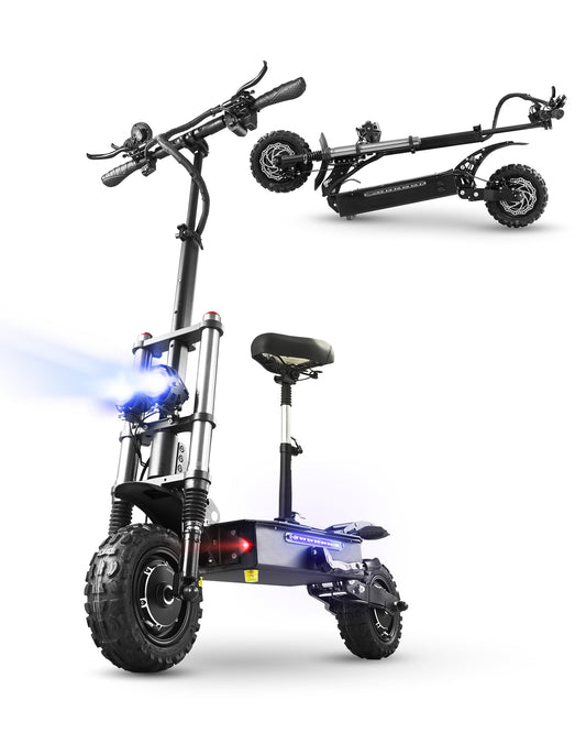 5600W Dual Motor Electric Scooter Adults with Seat, Fast off Road Electric Scooter, Max 56 Miles Range E Scooter, Foldable 11" fat tire all-terrain electric scooter Max 440 pound load