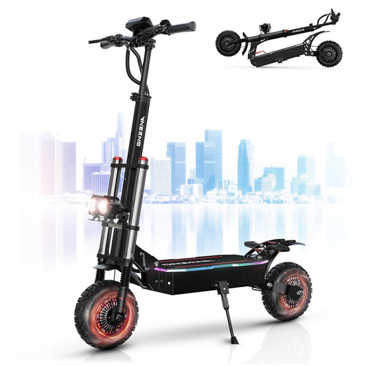 ONECNA Electric Scooter High Power 5600W Dual Motors Up to 50 MPH and 60 Miles Range, 11" Off-Road Tires Commuting Electric Scooter for Adults with Detachable Seat