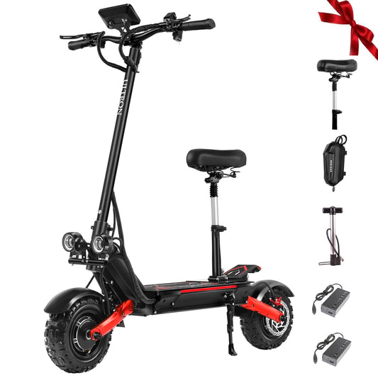 Electric Scooter for Adults, E-Scooter Up to 52MPH 6000W 60V Dual Motor 1440WH Battery, 50Miles Long Range 11" Tubeless Off-Road All Terrain Scooter Tires, Foldable Kick Electric Scooter with Seat