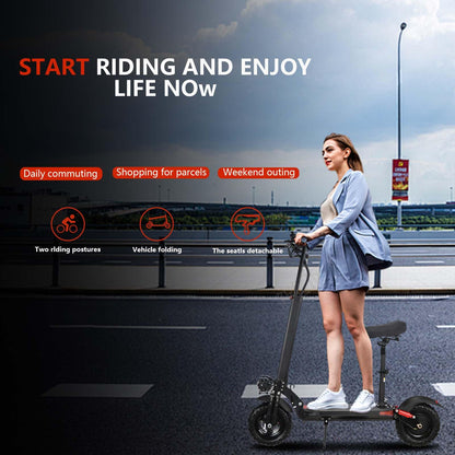 Electric Scooter with Seat for Adults, 1200W Motor 48V/21Ah Battery Up to 31Mph & 35Miles Range Foldable Adult Electric Scooters, 11" Off-road Pneumatic Tires, Dual Disc Brake & Shock Absorber