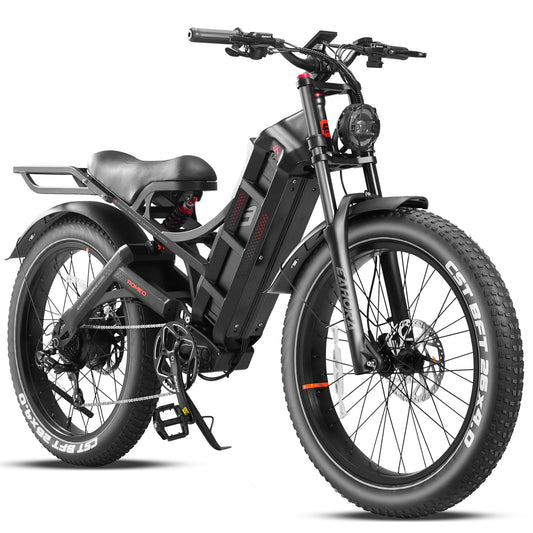 eAhora Romeo Pro/Ⅱ (2024 Newest Upgraded) 1200W/3000W Electric Bike for Adults 48/52V 60Ah,120+Miles Long Range Electric Bike, 34/44Mph 26"*4.0 Fat Tire Electric Mountain Bike Full Suspension